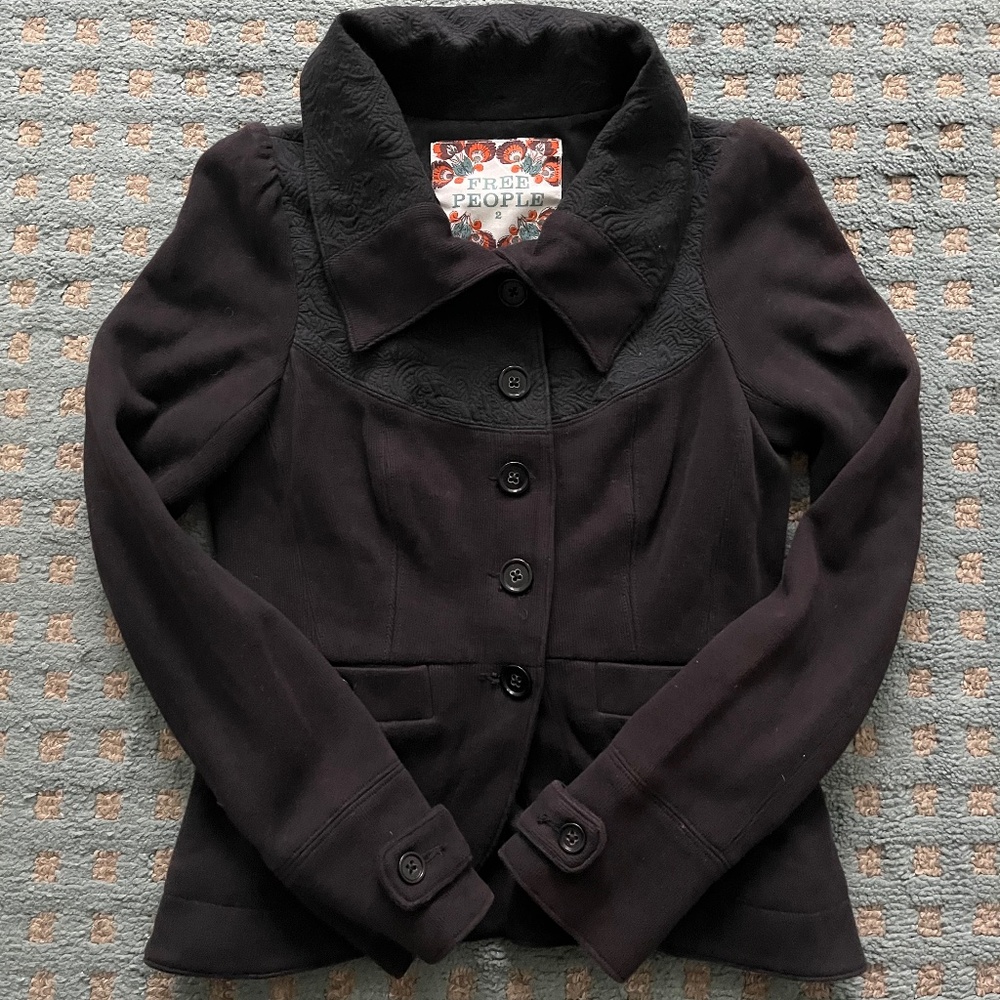 Free People Women’s Lined Blazer – Fitted, Detailed, Back Belt, Size 2